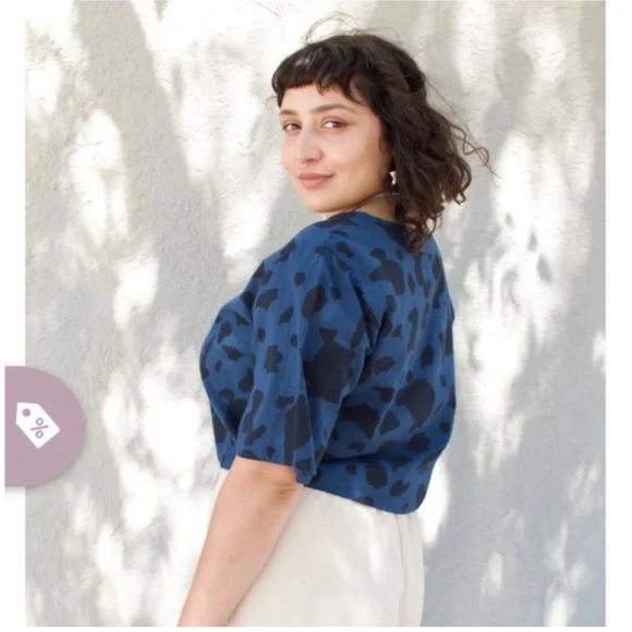 Curator Sf Tops - Curator SF Noa top blue size small medium cropped boxy oversize blouse shirt